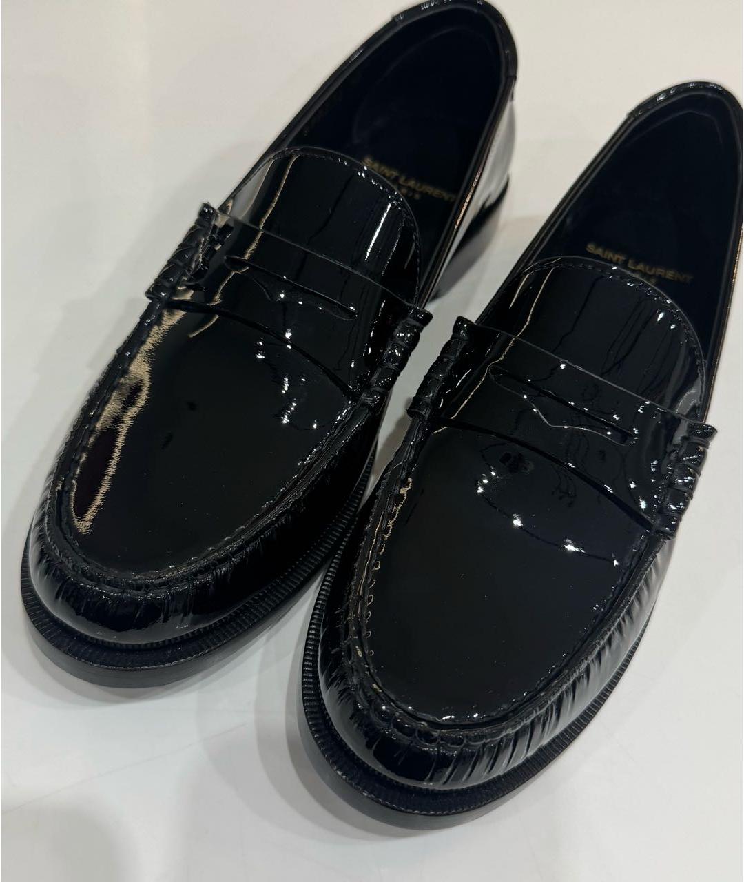 SAINT LAURENT Черные лоферы из лакированной кожи, фото 4