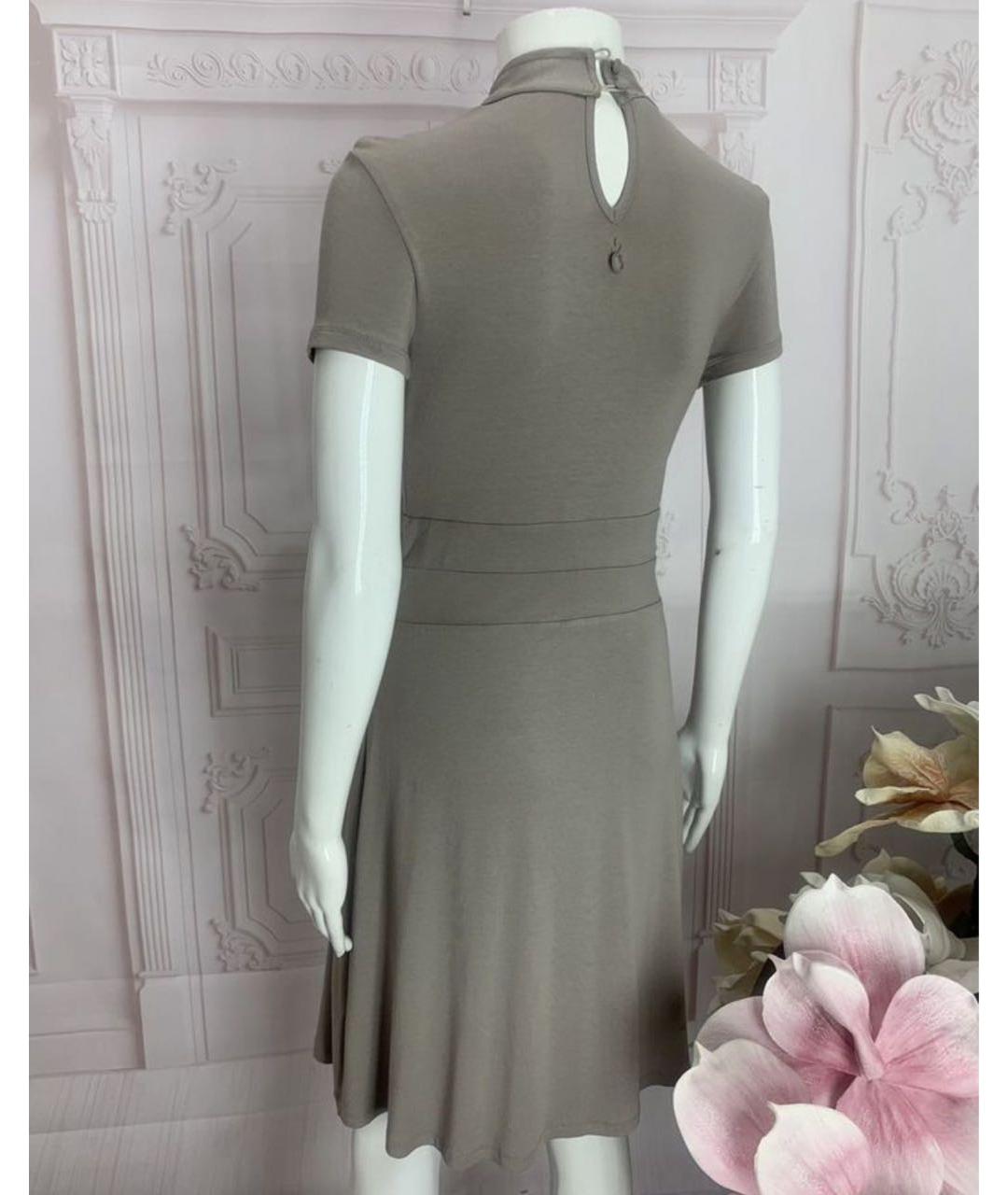 TWIN-SET Бежевое вискозное повседневное платье, фото 6