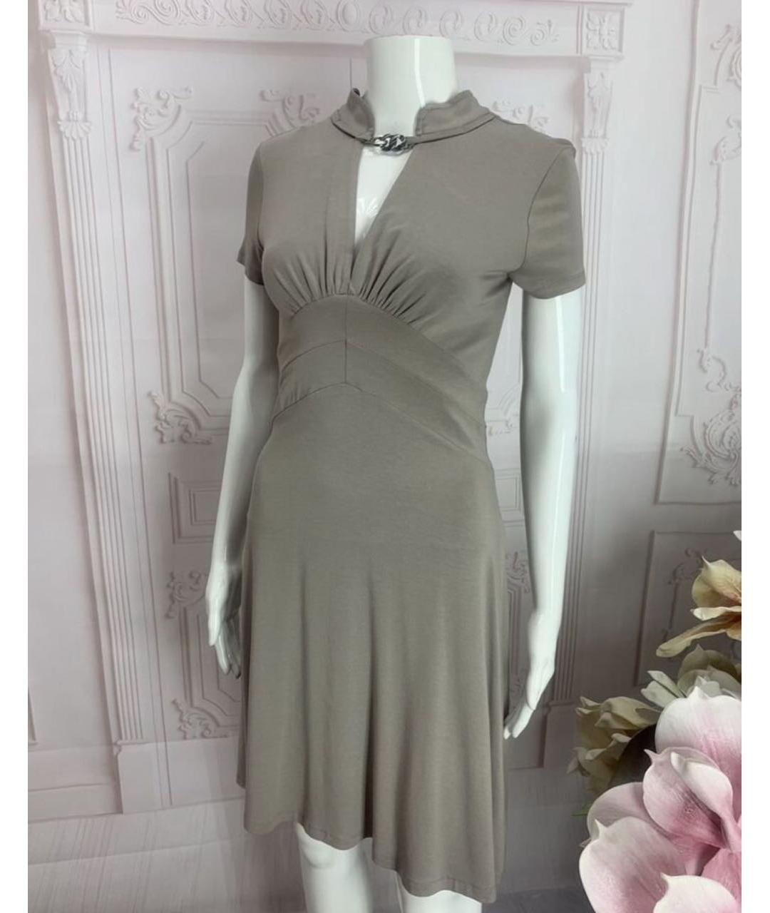 TWIN-SET Бежевое вискозное повседневное платье, фото 5