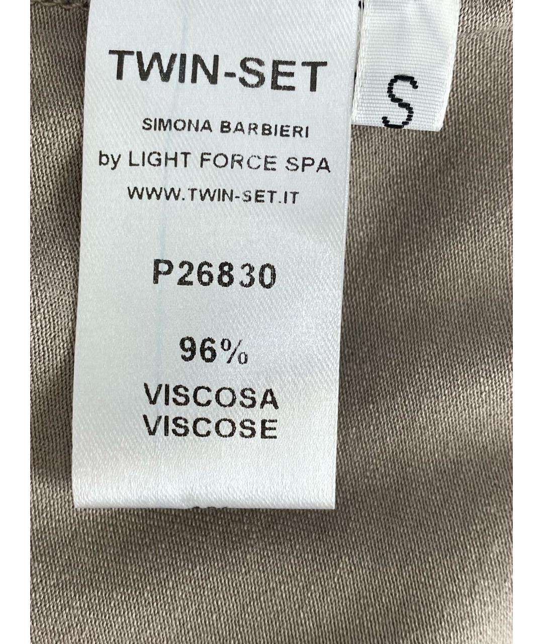 TWIN-SET Бежевое вискозное повседневное платье, фото 8