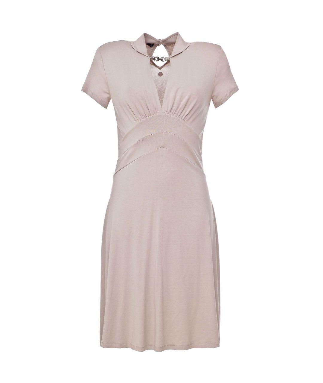 TWIN-SET Бежевое вискозное повседневное платье, фото 1