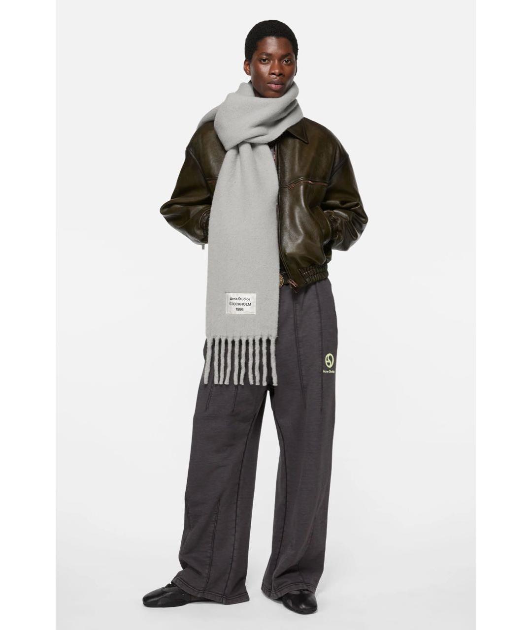 ACNE STUDIOS Серый шерстяной шарф, фото 2