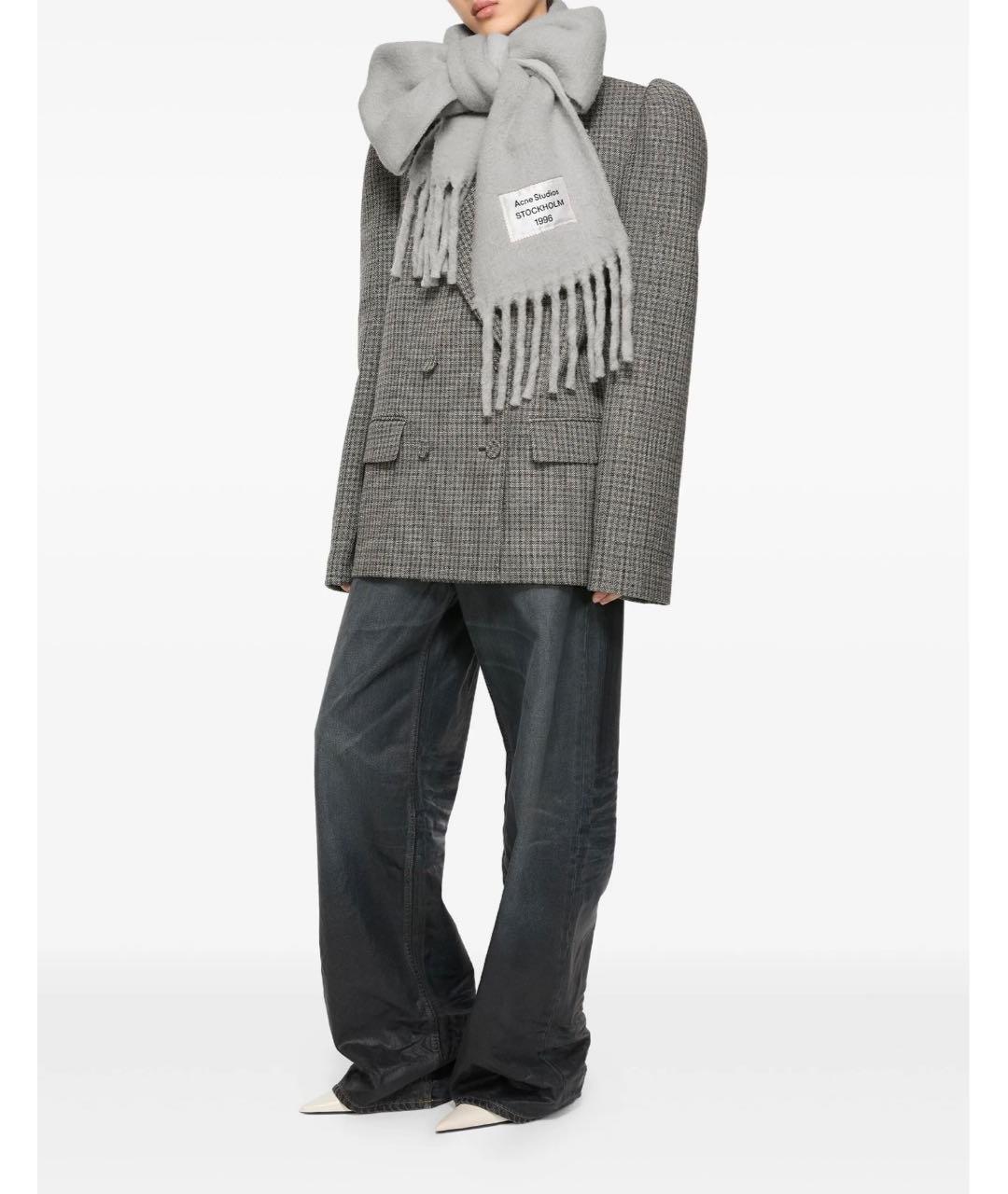 ACNE STUDIOS Серый шерстяной шарф, фото 5