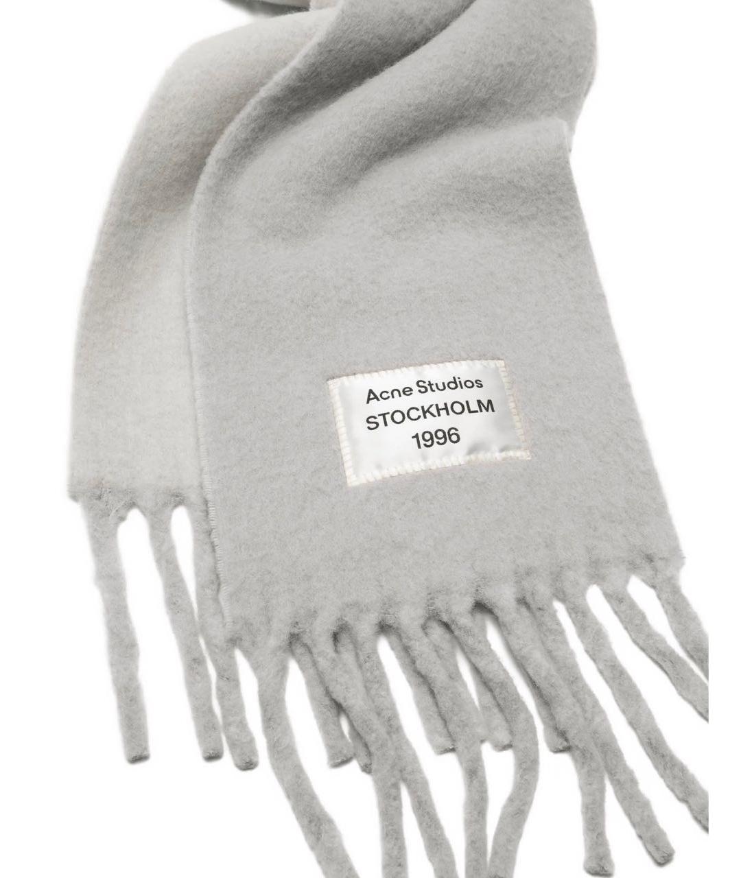 ACNE STUDIOS Серый шерстяной шарф, фото 4