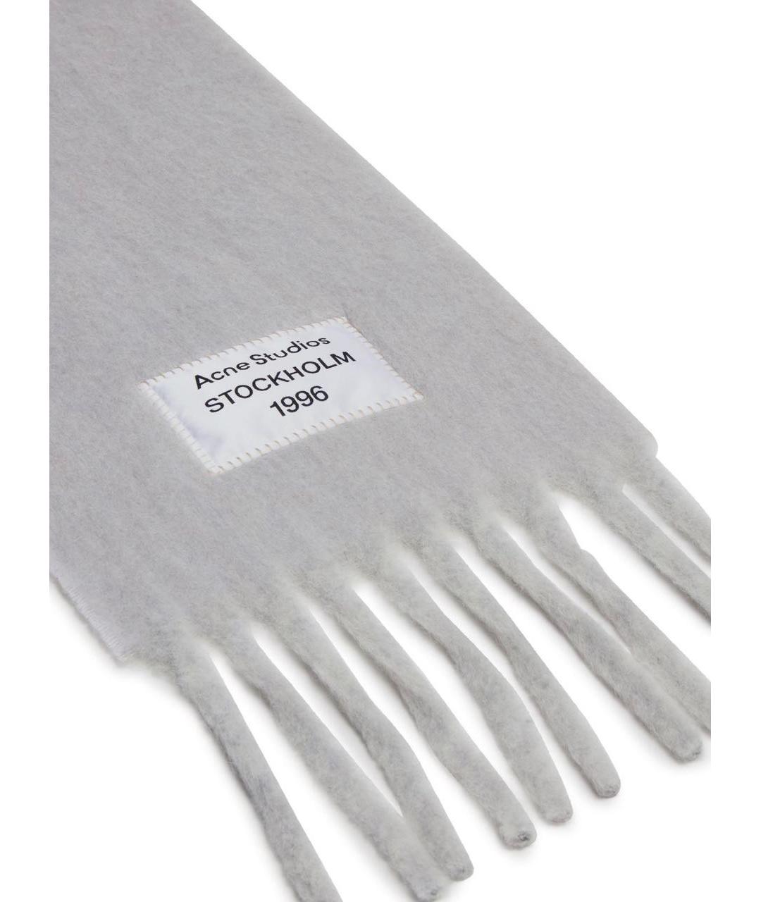 ACNE STUDIOS Серый шерстяной шарф, фото 3