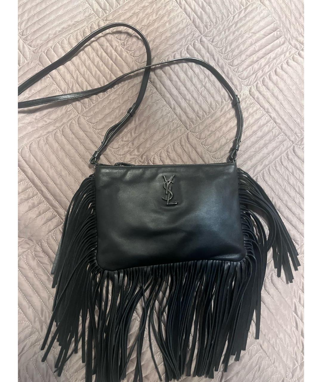 SAINT LAURENT Черная кожаная сумка через плечо, фото 7