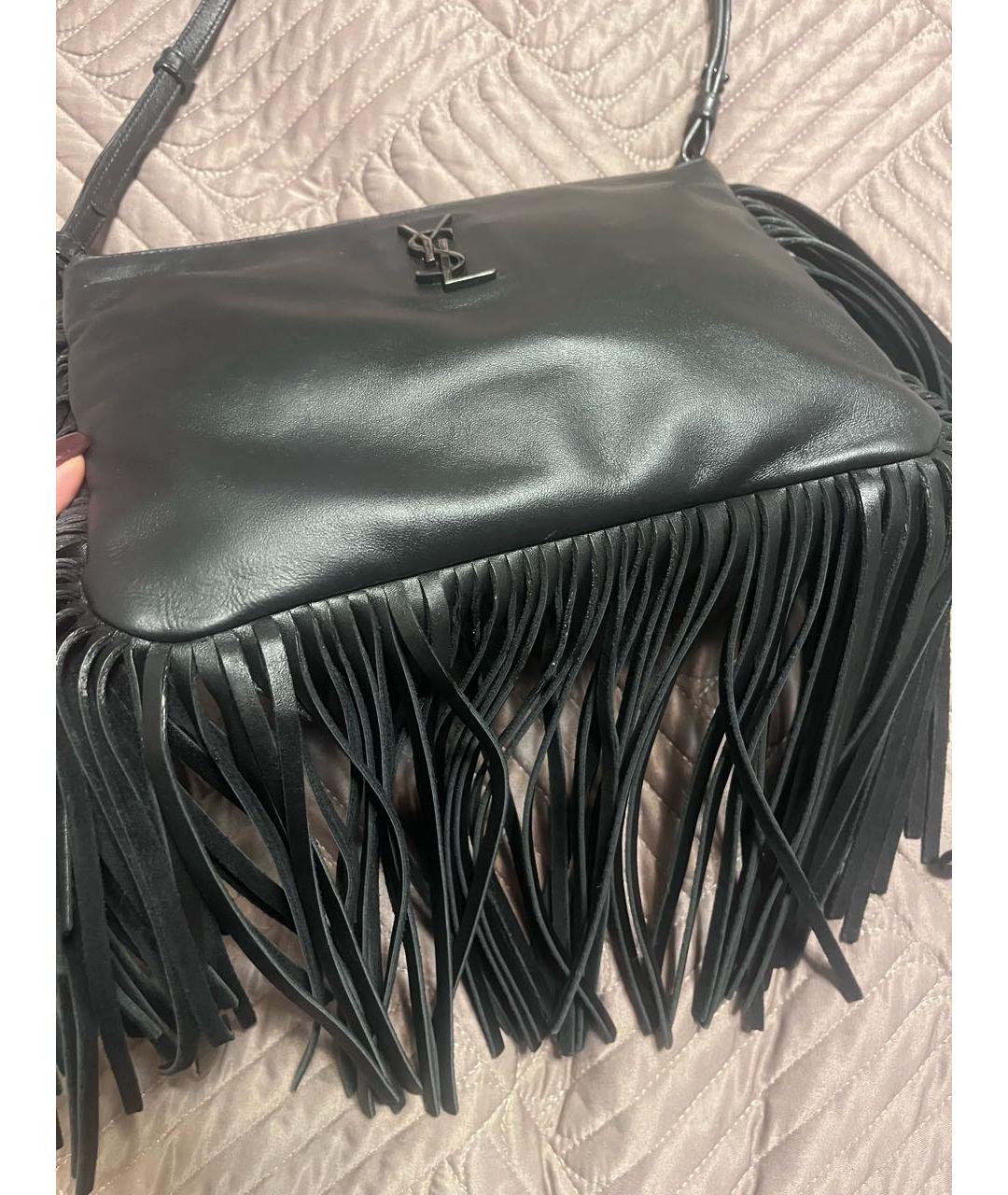 SAINT LAURENT Черная кожаная сумка через плечо, фото 2