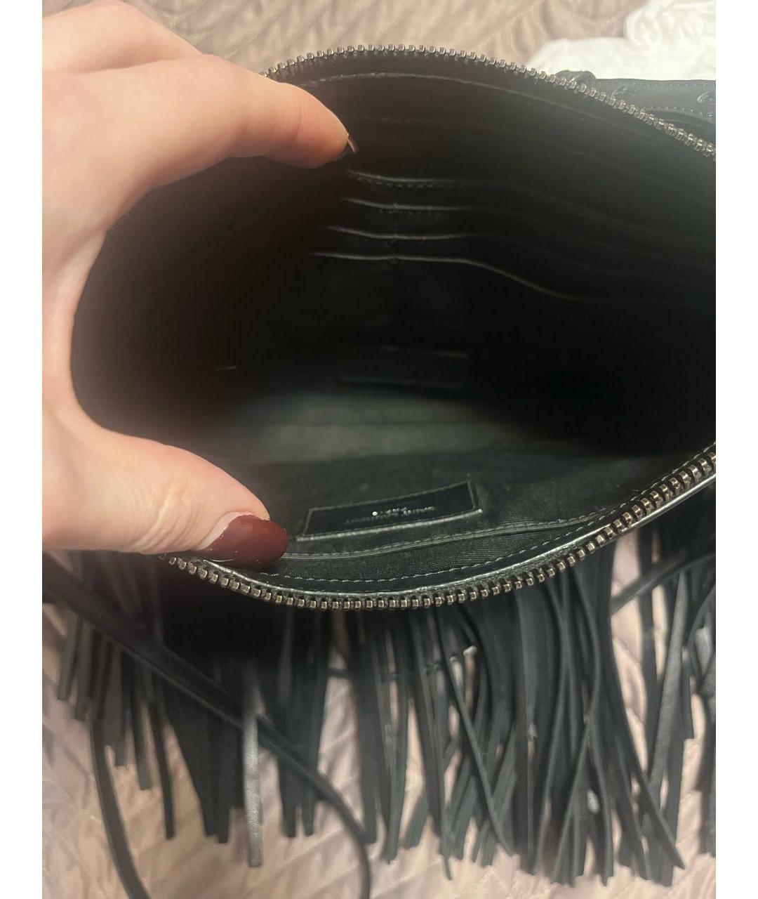 SAINT LAURENT Черная кожаная сумка через плечо, фото 4