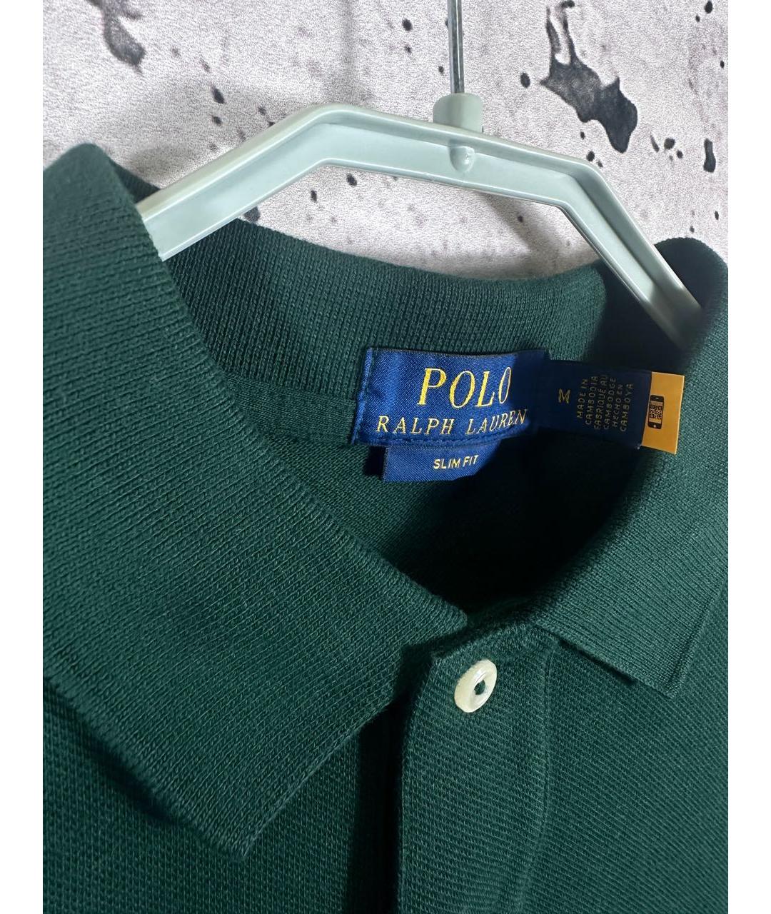 POLO RALPH LAUREN Зеленые хлопковое поло с коротким рукавом, фото 2
