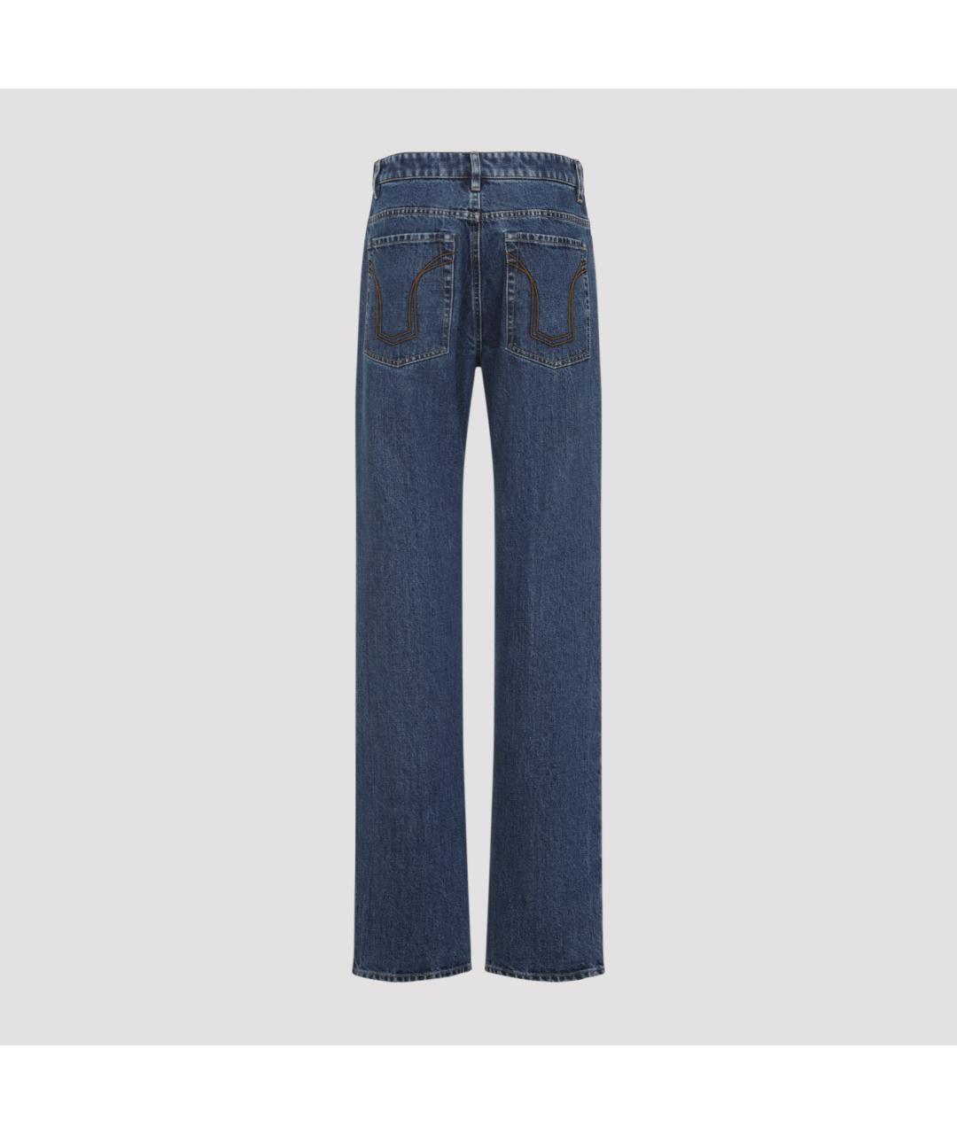 JIL SANDER Синие хлопковые прямые джинсы, фото 3