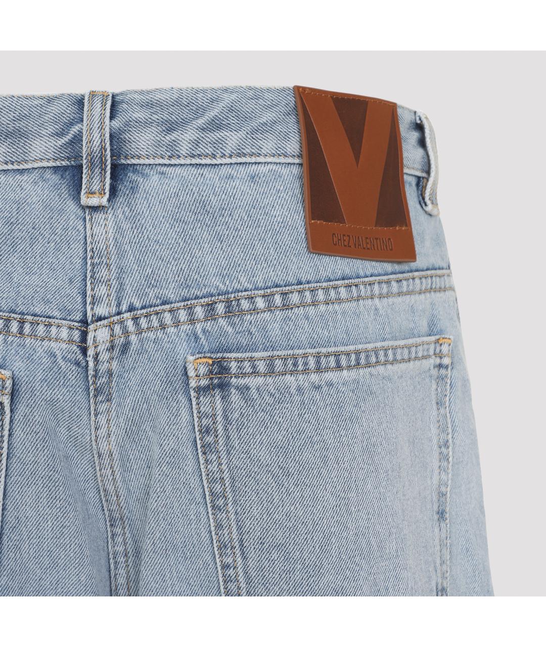VALENTINO Голубые хлопковые прямые джинсы, фото 4