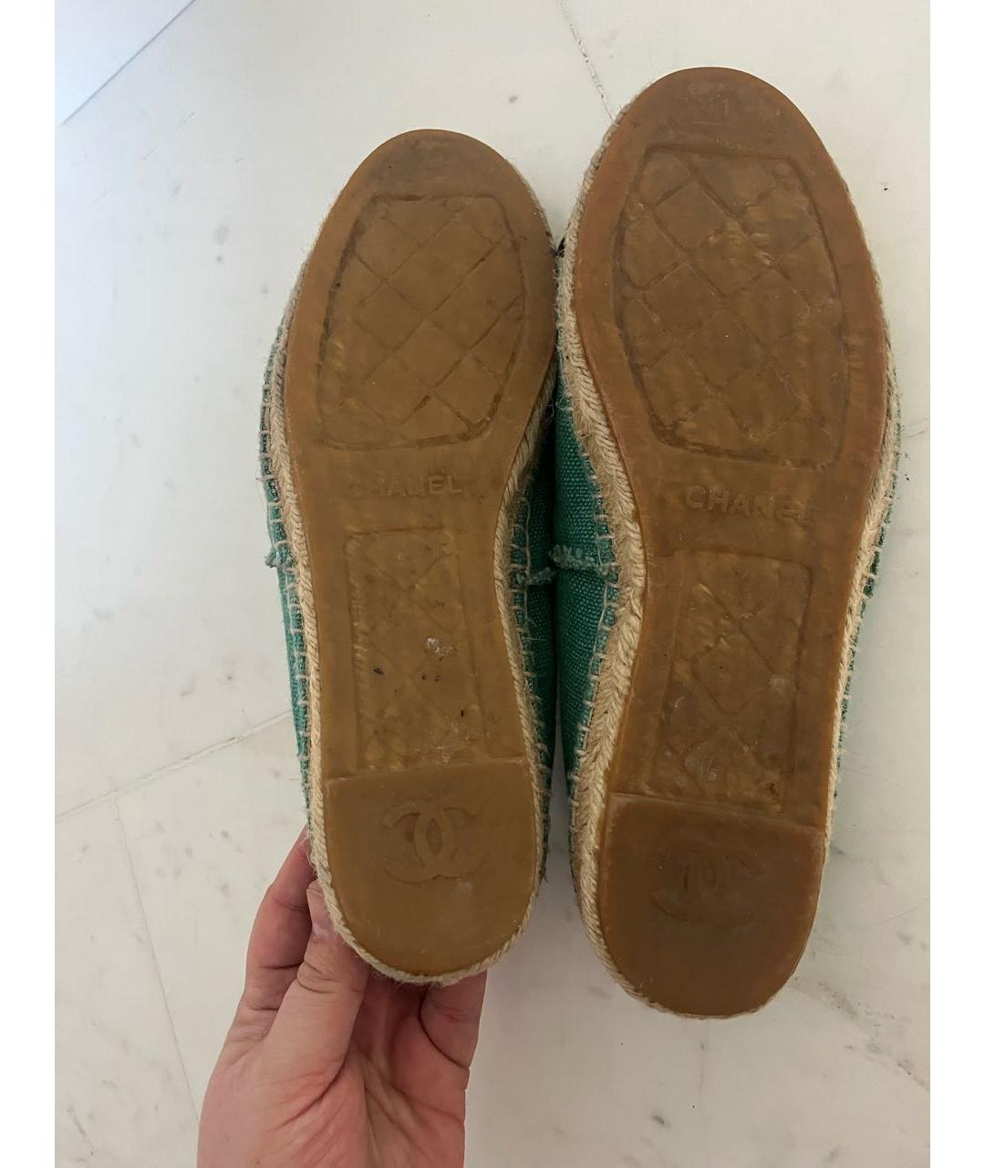 CHANEL Зеленые текстильные эспадрильи, фото 5