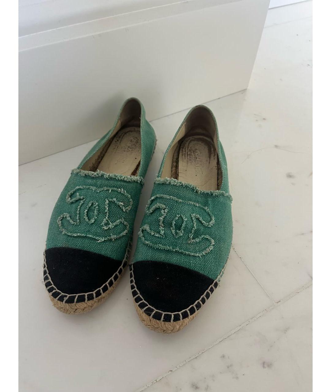 CHANEL Зеленые текстильные эспадрильи, фото 2