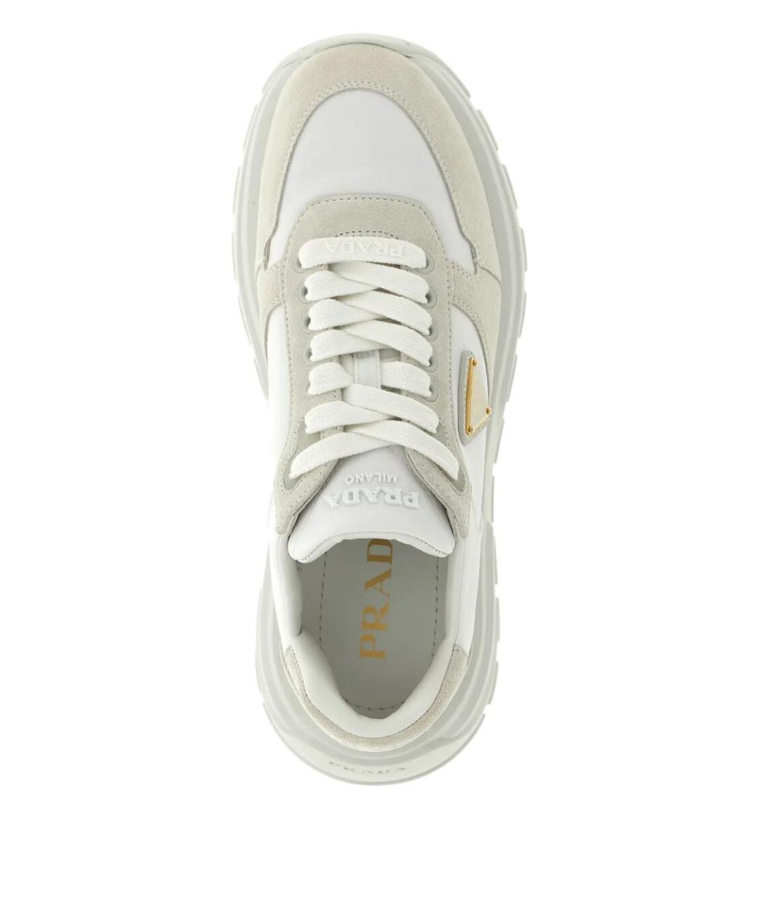 PRADA Белые текстильные кроссовки, фото 2