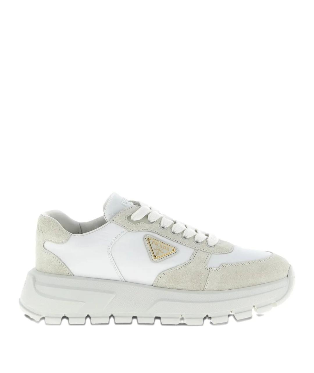 PRADA Белые текстильные кроссовки, фото 1