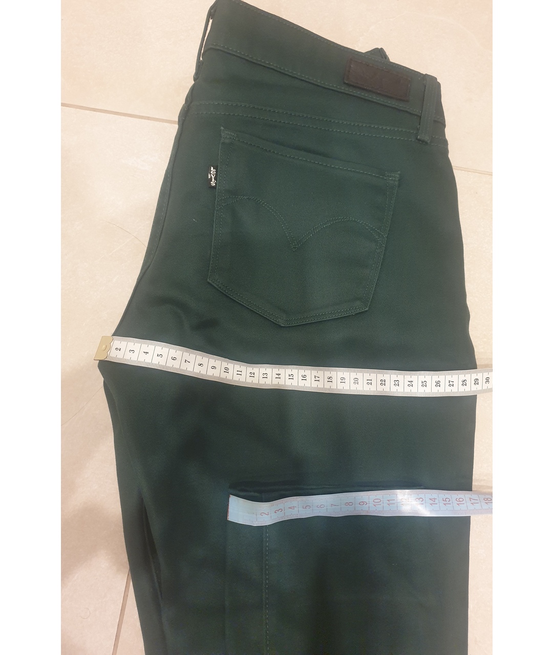 LEVI'S Зеленые хлопко-эластановые прямые джинсы, фото 9