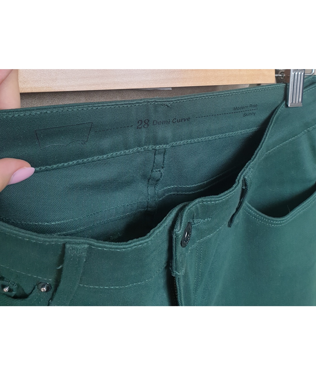 LEVI'S Зеленые хлопко-эластановые прямые джинсы, фото 3