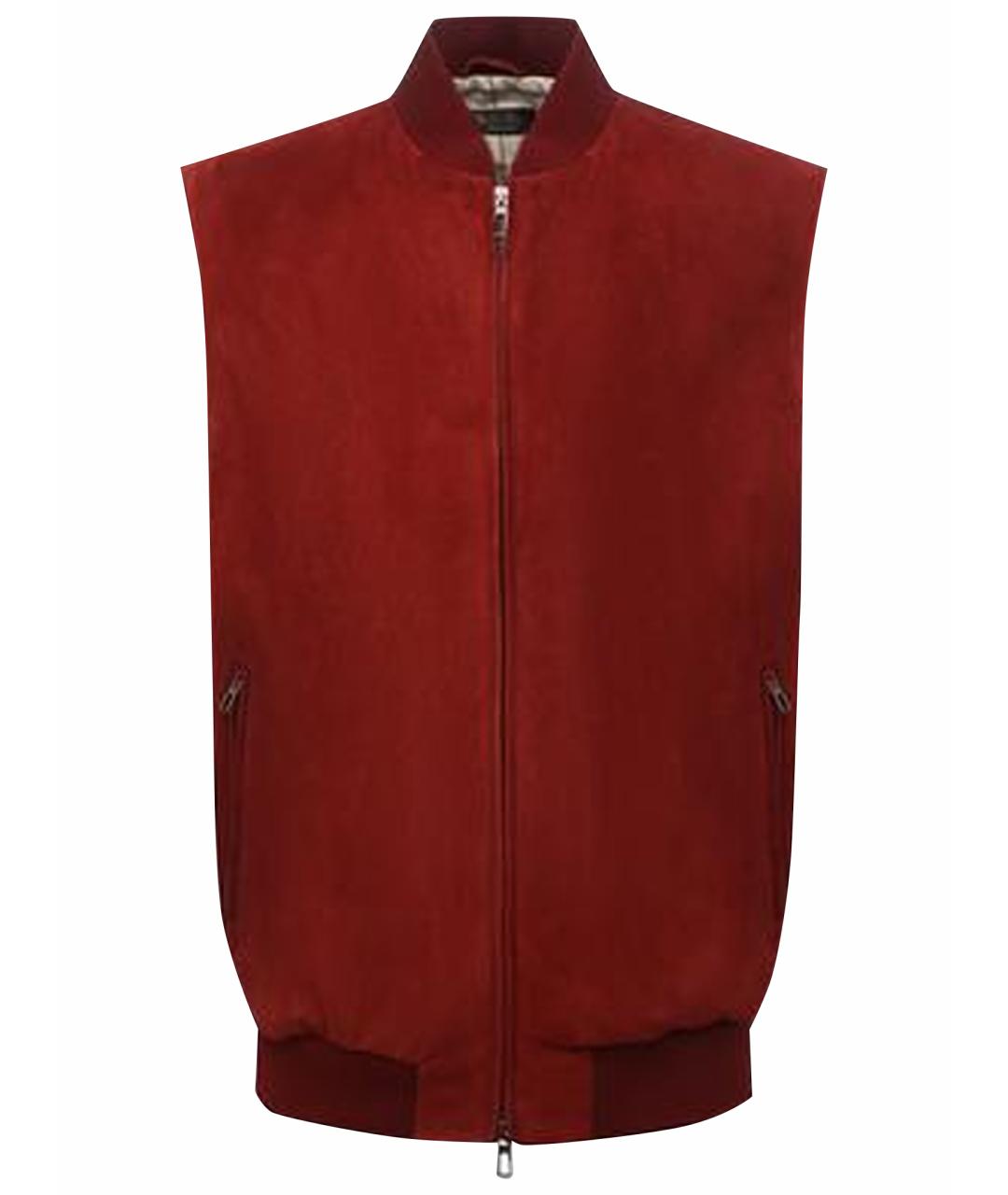 LORO PIANA Бордовый замшевый жилет, фото 1