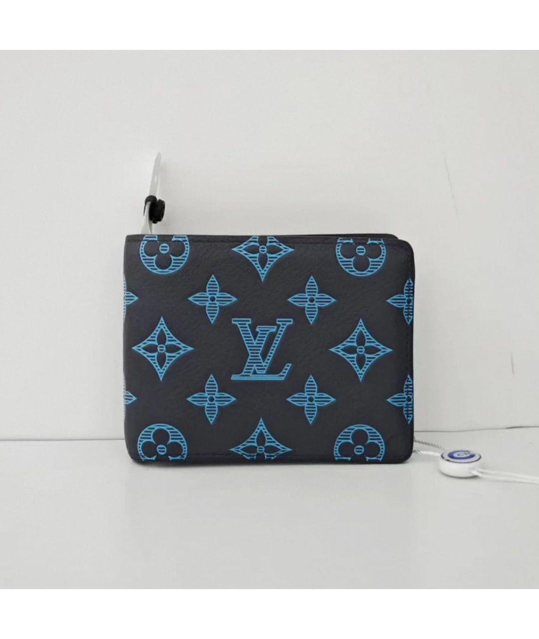 LOUIS VUITTON Темно-синий кожаный кошелек, фото 2