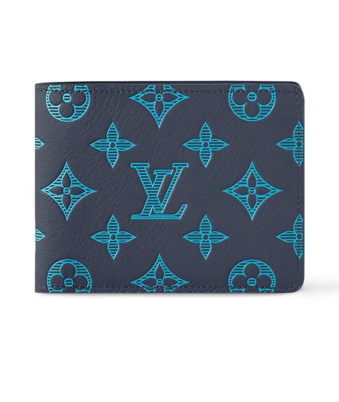 LOUIS VUITTON Темно-синий кожаный кошелек, фото 6