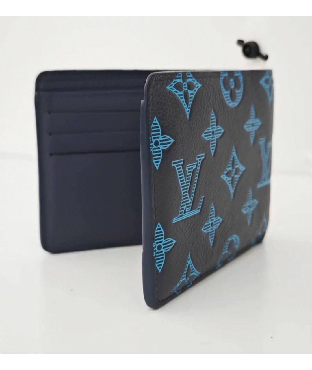 LOUIS VUITTON Темно-синий кожаный кошелек, фото 4