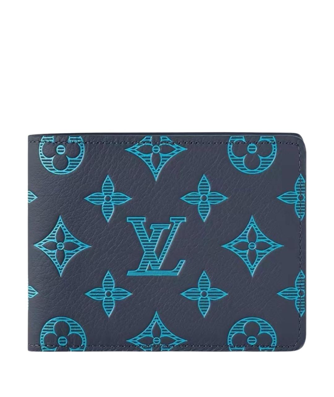 LOUIS VUITTON Темно-синий кожаный кошелек, фото 1