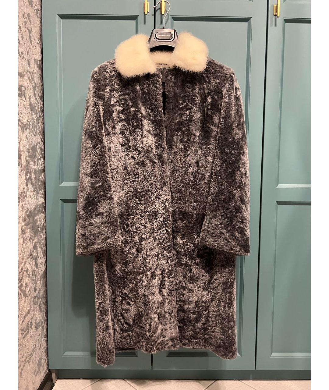 MIU MIU Серая меховая шуба, фото 9