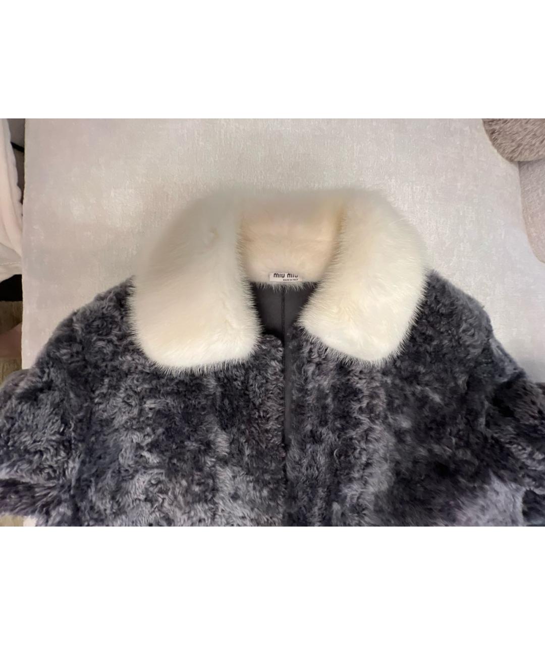MIU MIU Серая меховая шуба, фото 3