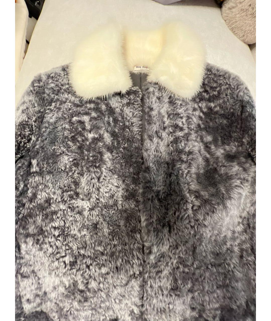 MIU MIU Серая меховая шуба, фото 4