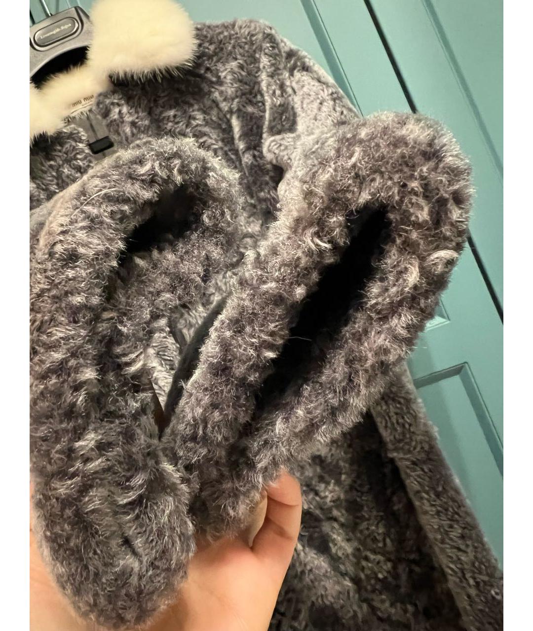 MIU MIU Серая меховая шуба, фото 5
