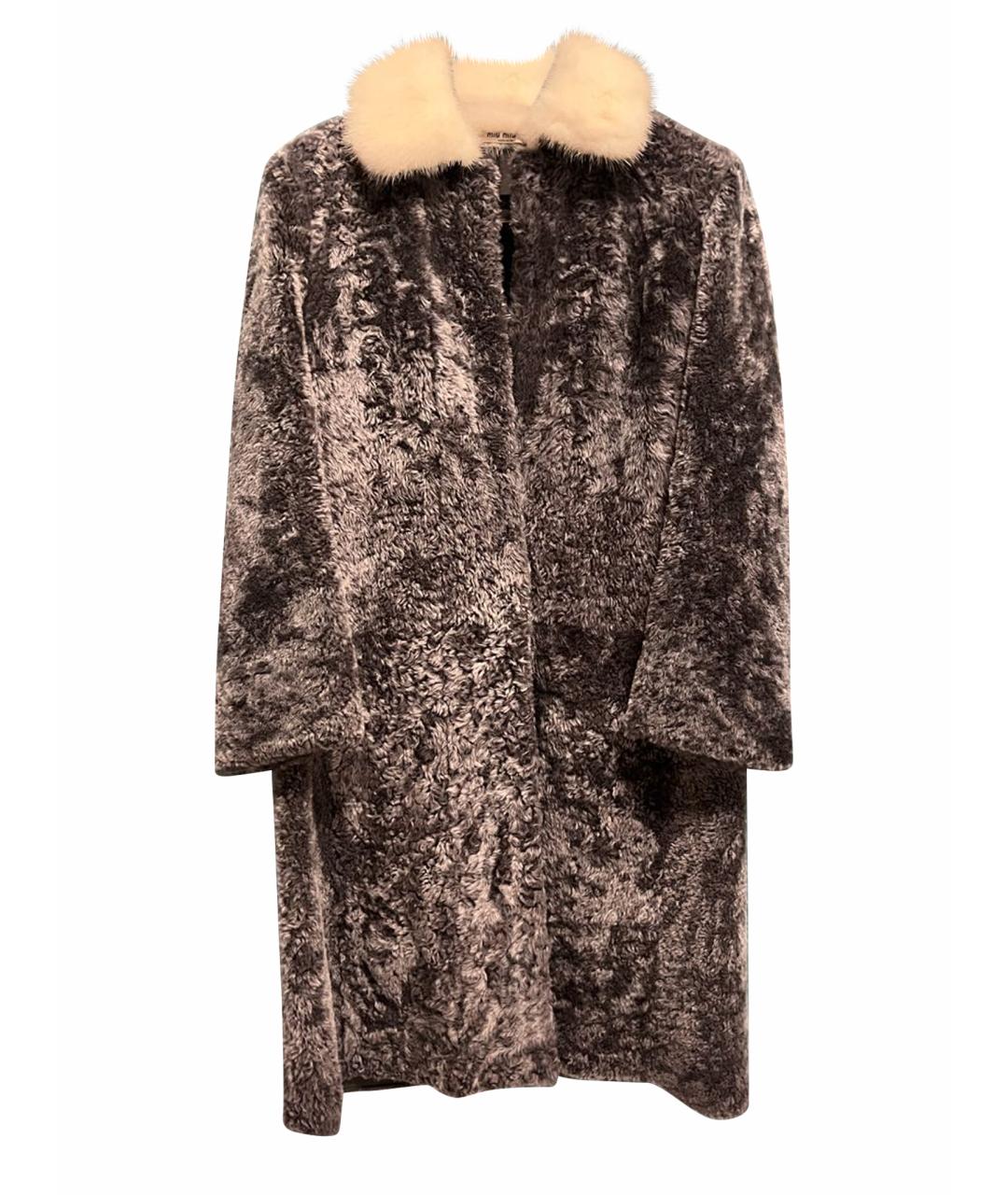 MIU MIU Серая меховая шуба, фото 1