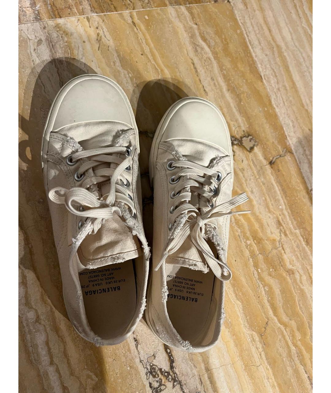 BALENCIAGA Бежевые текстильные кеды, фото 3