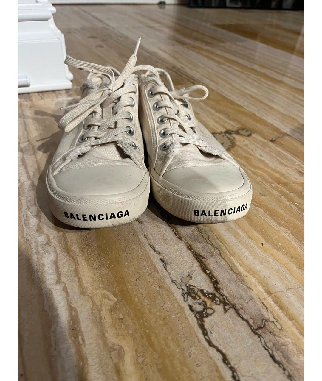 BALENCIAGA Бежевые текстильные кеды, фото 2