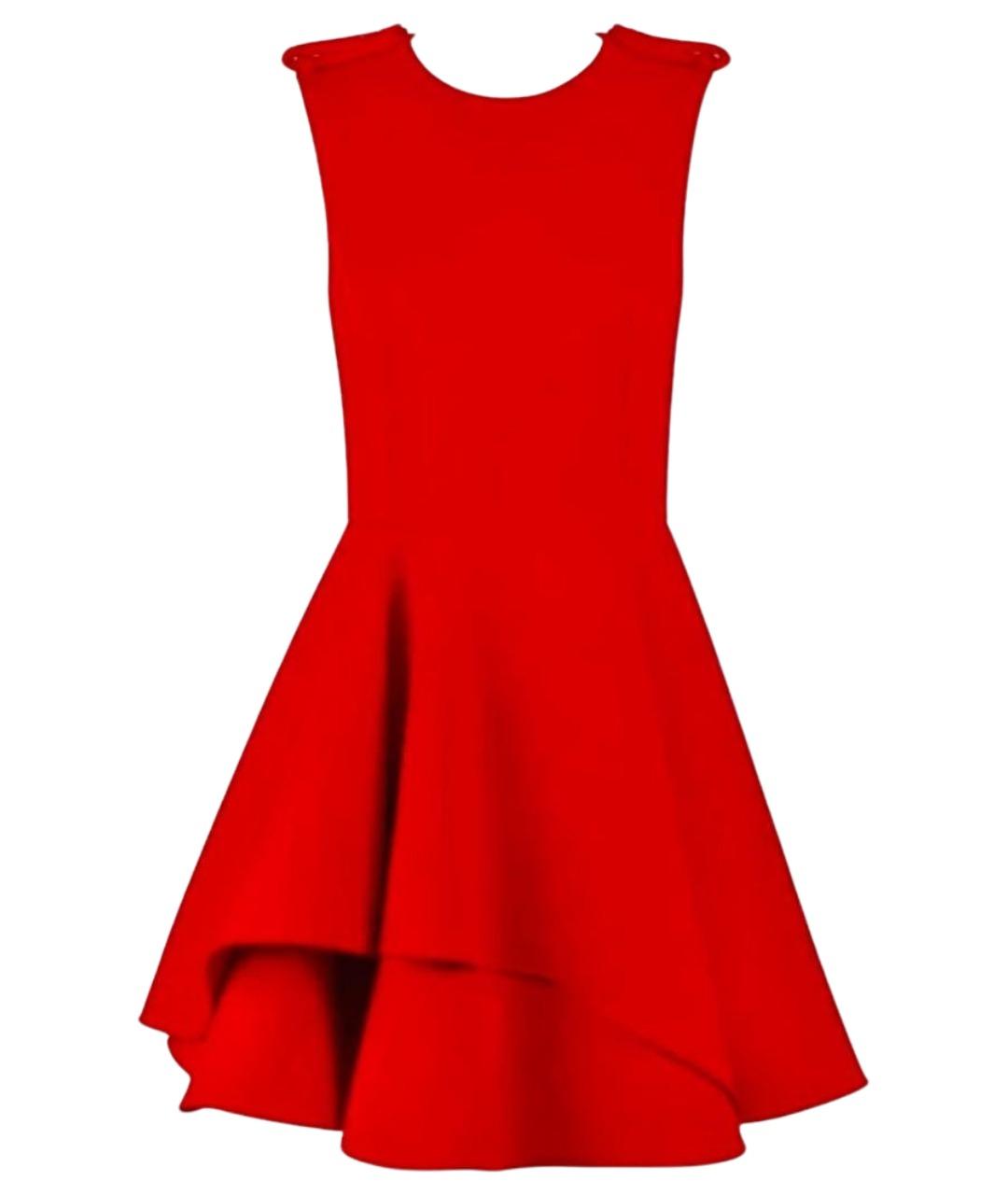 ALEXANDER MCQUEEN Красное шерстяное коктейльное платье, фото 1