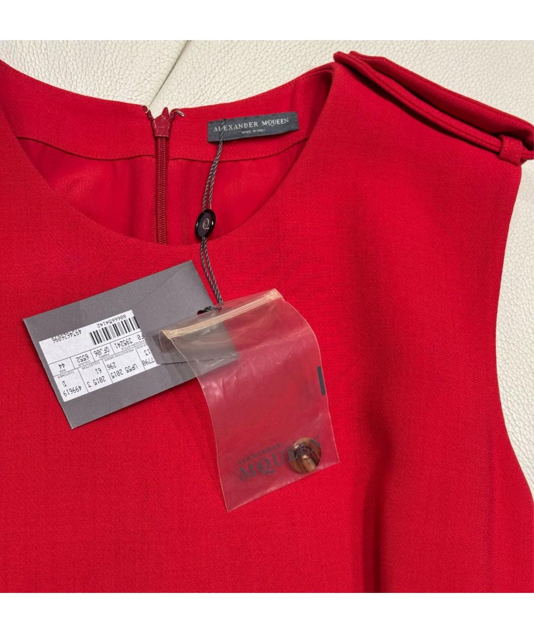 ALEXANDER MCQUEEN Красное шерстяное коктейльное платье, фото 6