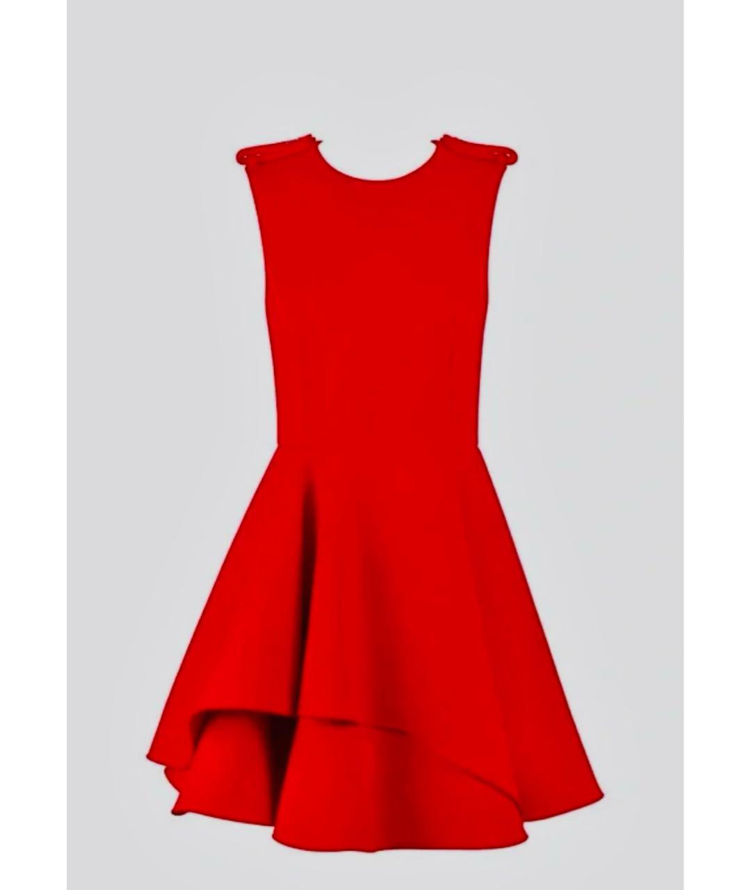 ALEXANDER MCQUEEN Красное шерстяное коктейльное платье, фото 9