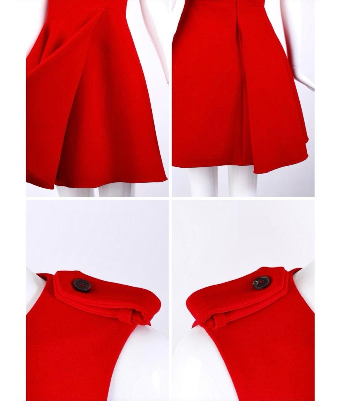 ALEXANDER MCQUEEN Красное шерстяное коктейльное платье, фото 5