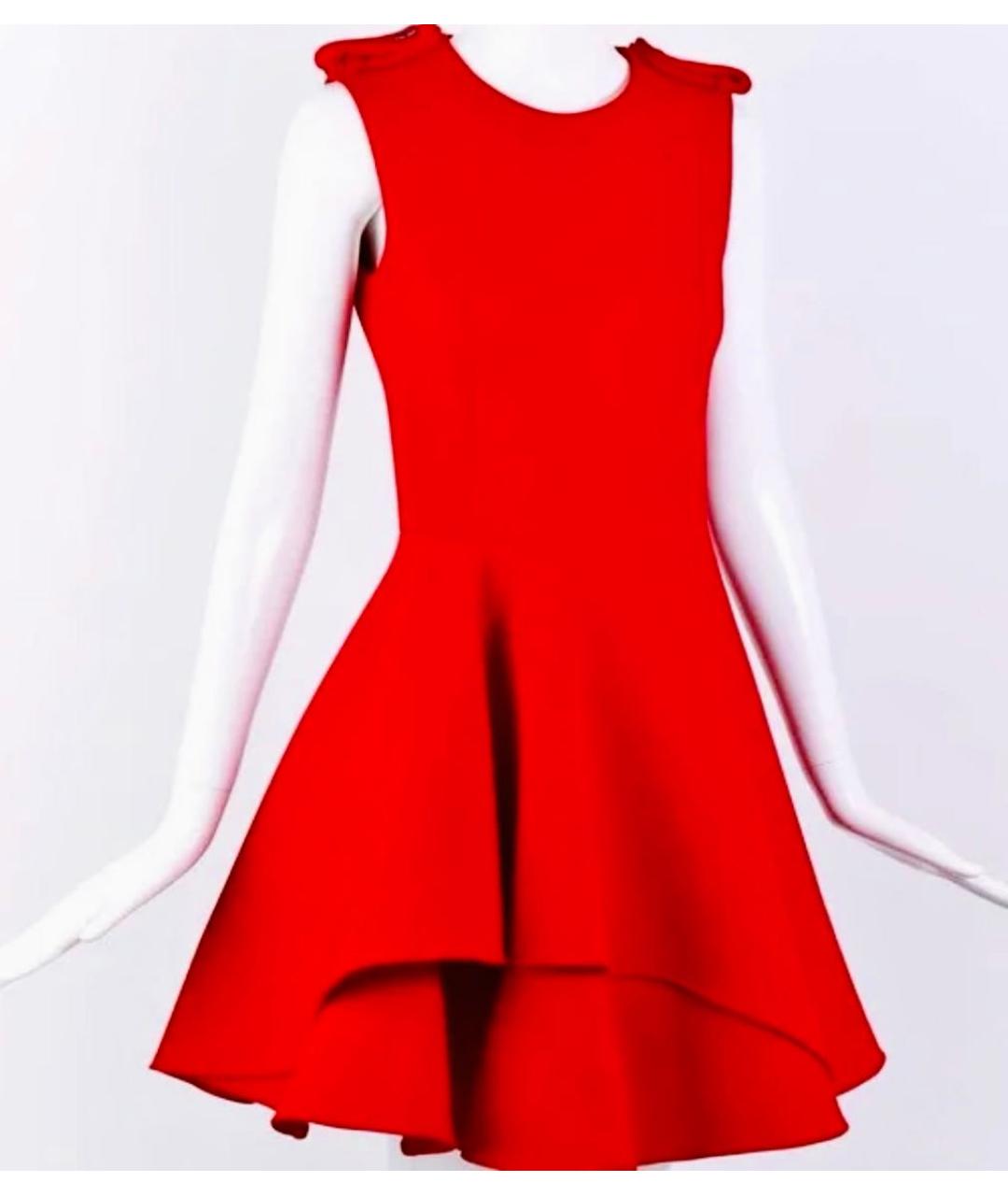 ALEXANDER MCQUEEN Красное шерстяное коктейльное платье, фото 2