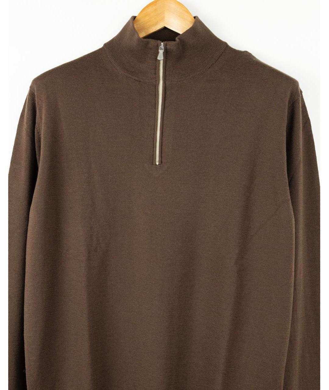 ELEVENTY Коричневый шерстяной джемпер / свитер, фото 3