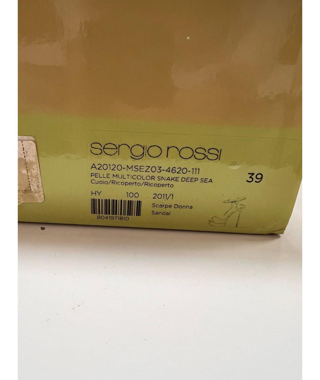 SERGIO ROSSI Мульти кожаные босоножки, фото 5