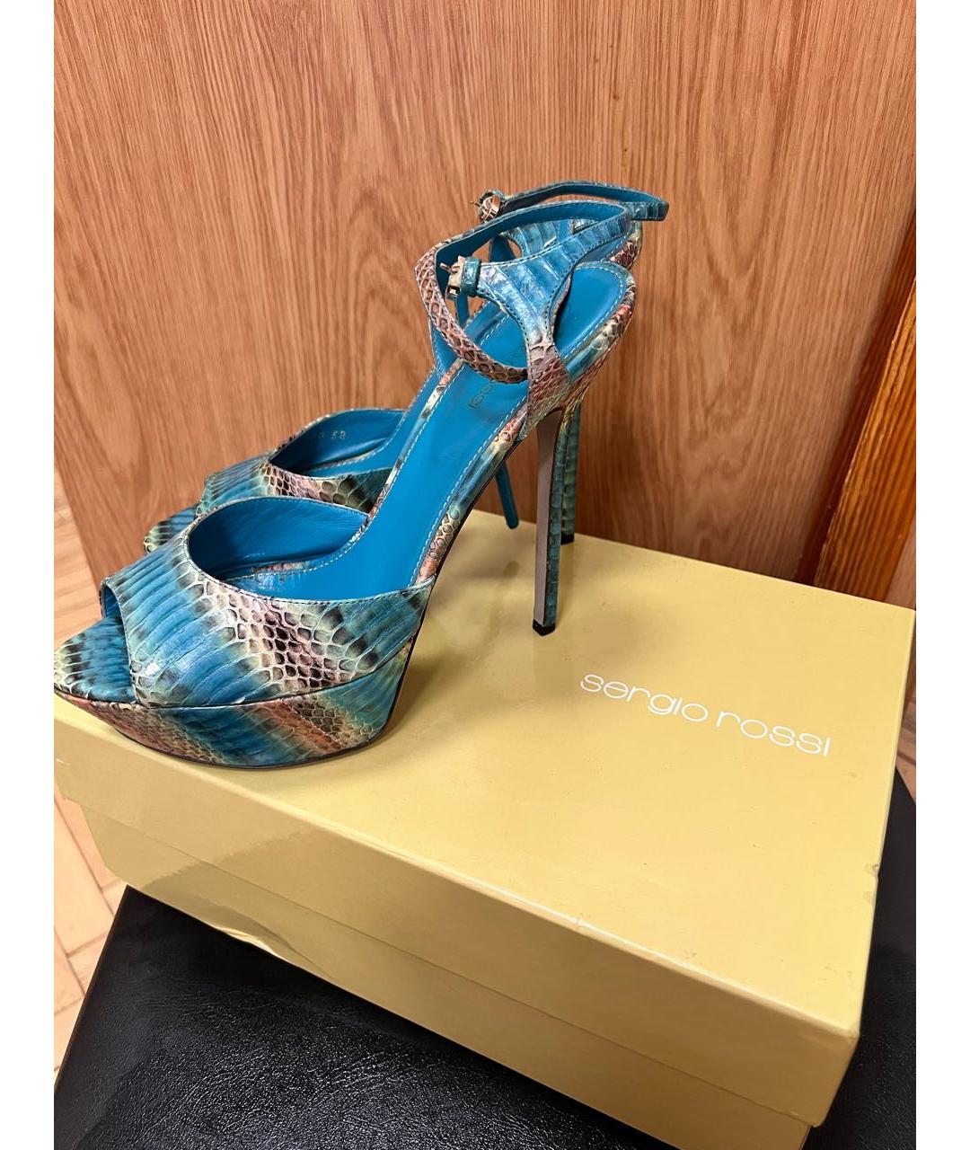 SERGIO ROSSI Мульти кожаные босоножки, фото 7