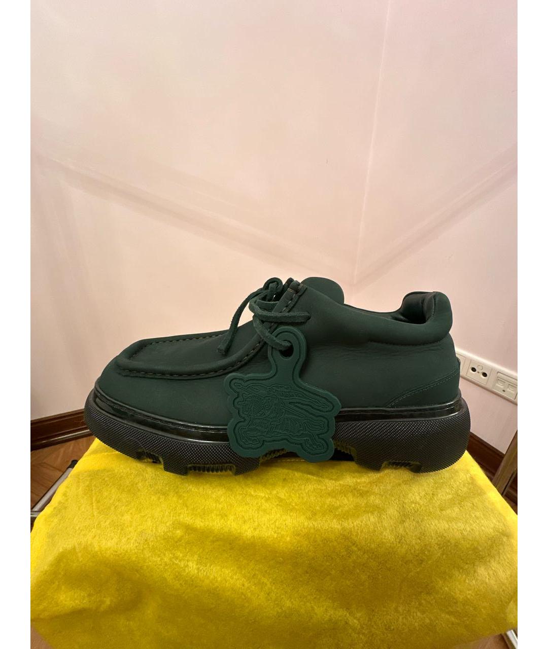 BURBERRY Зеленые нубуковые высокие ботинки, фото 8