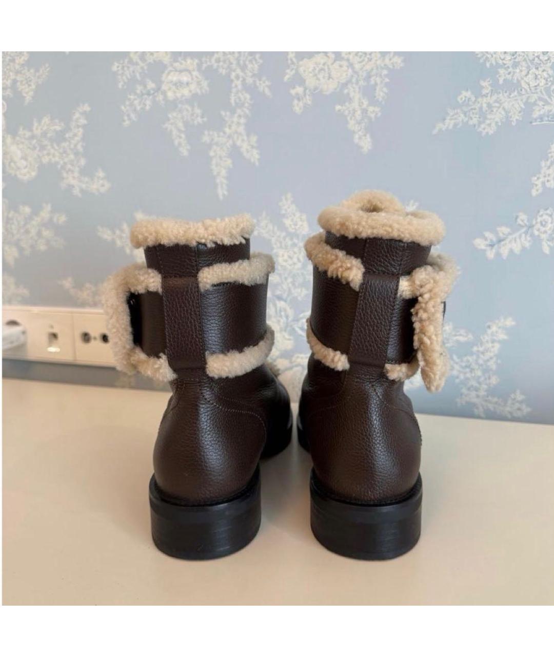 LOUIS VUITTON Коричневые кожаные ботинки, фото 6