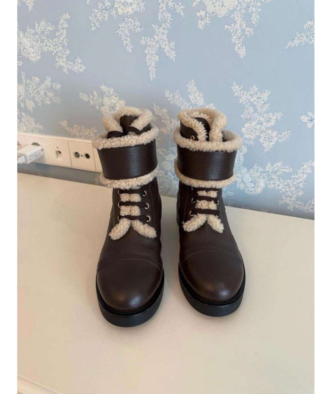 LOUIS VUITTON Коричневые кожаные ботинки, фото 4