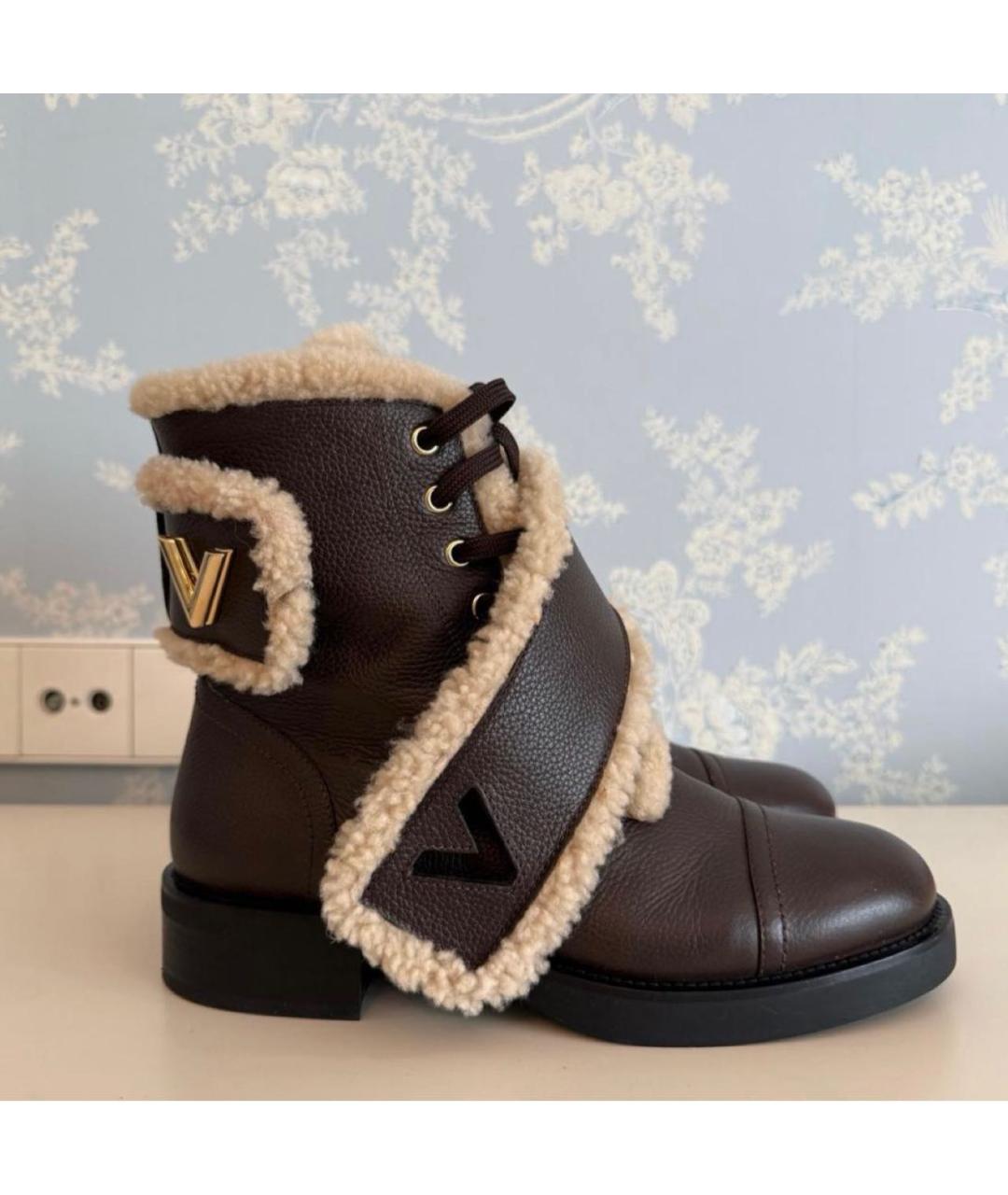 LOUIS VUITTON Коричневые кожаные ботинки, фото 5