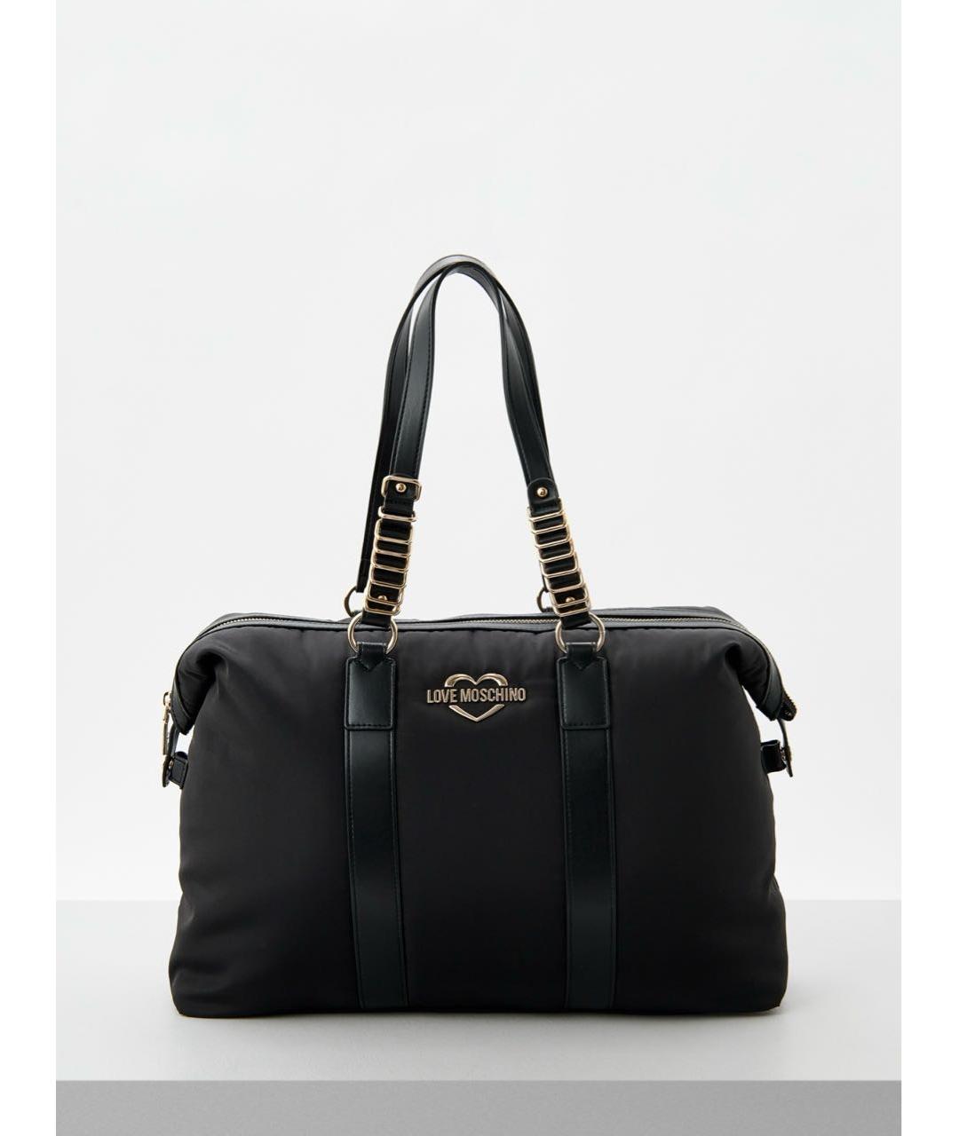 LOVE MOSCHINO Черная тканевая дорожная/спортивная сумка, фото 8