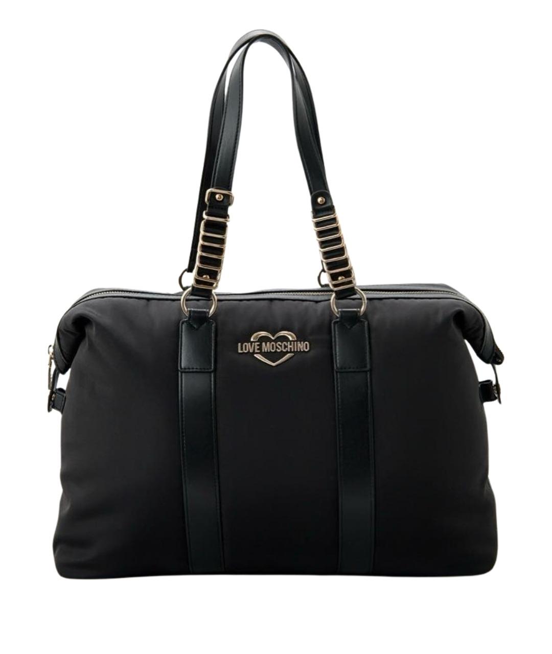 LOVE MOSCHINO Черная тканевая дорожная/спортивная сумка, фото 1