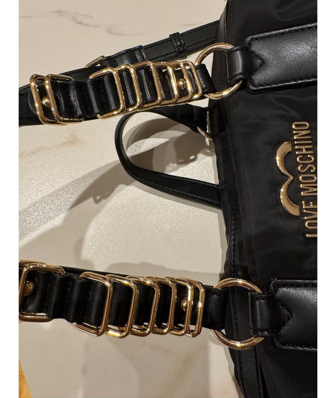 LOVE MOSCHINO Черная тканевая дорожная/спортивная сумка, фото 5