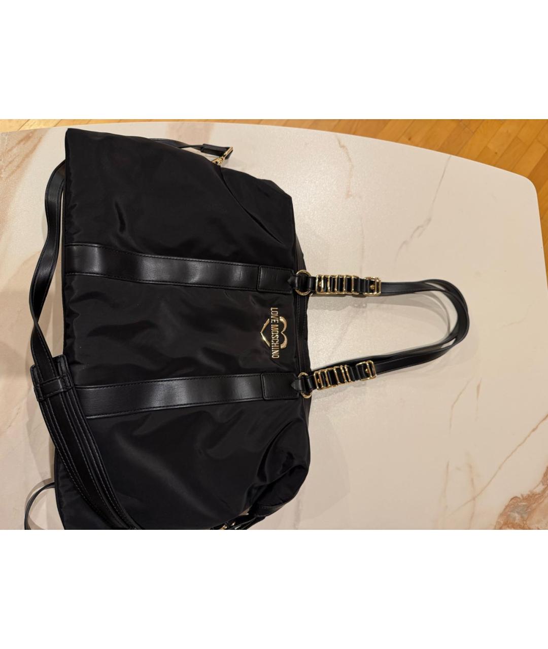 LOVE MOSCHINO Черная тканевая дорожная/спортивная сумка, фото 3