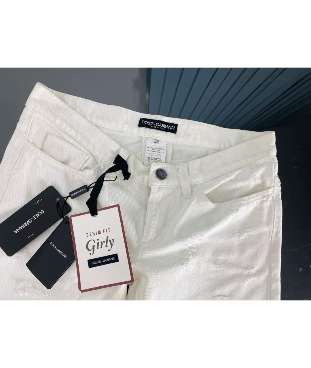 DOLCE&GABBANA Белые хлопковые прямые джинсы, фото 3